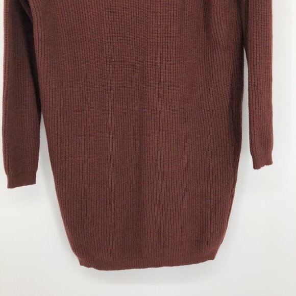Dreamers by Debut Ribbed Knit Open Cardigan Pockets Brick / Rust Red / Orange XS - Picture 10 of 13
